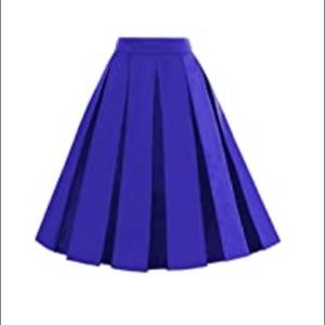 Women's Vintage A-Line Printed Pleated Flared Midi Skirt